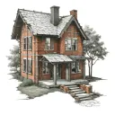 brick house being built tattoo design idea