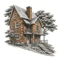brick house being built tattoo design idea
