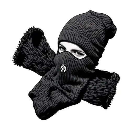  knit ski mask with piercing tattoo design idea