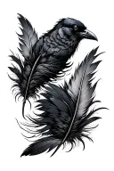 Two black crow feathers tattoo design idea
