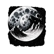 waxing gibbous moon phase with rocky mountains fine line minimalist  tattoo design idea