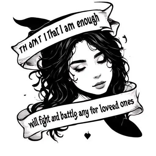 reminder to self that I am enough- that i fight my own battles. calm and composed, will fight any battle for loved ones tattoo design idea