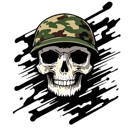 Combine a camouflage pattern with a stylized skull for a modern military-inspired tattoo tattoo design idea