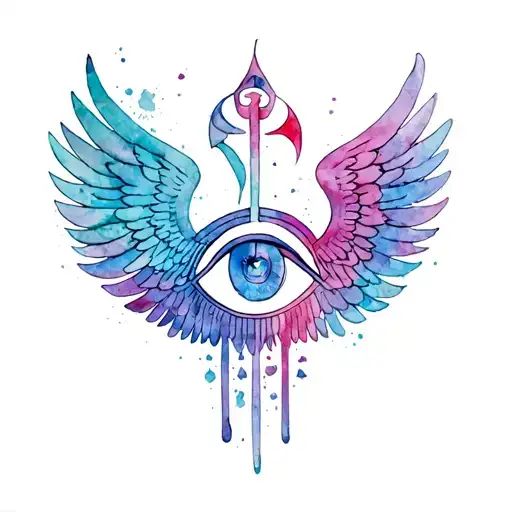 eye of Horus and Isis wings spread tattoo design idea