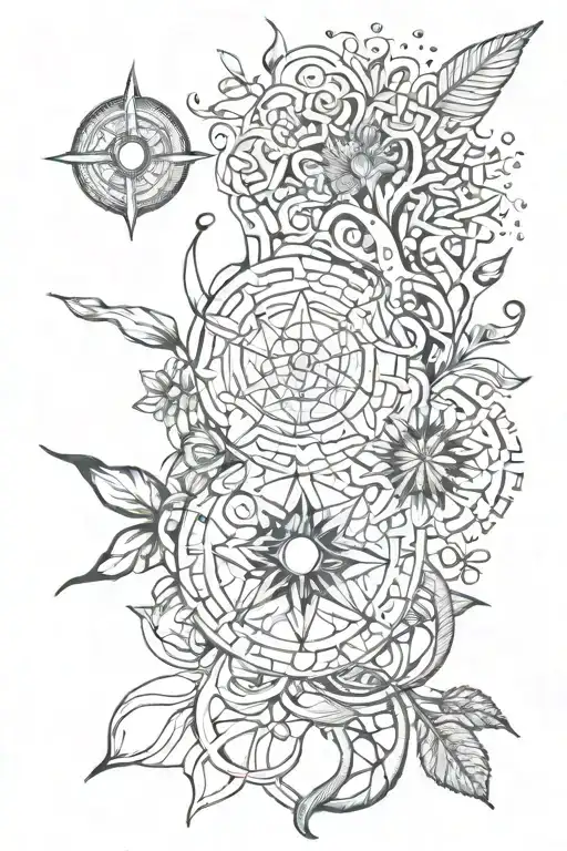 organic & esoteric elements tattoo design idea