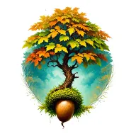 tree growing from an acorn sprouting tattoo design idea