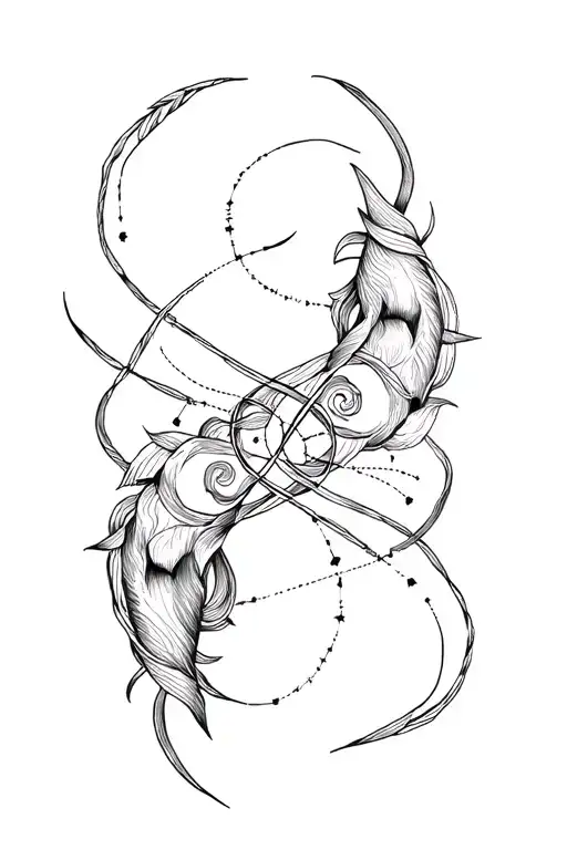 Gemini And Capricornband Aries constellation intertwined tattoo design idea