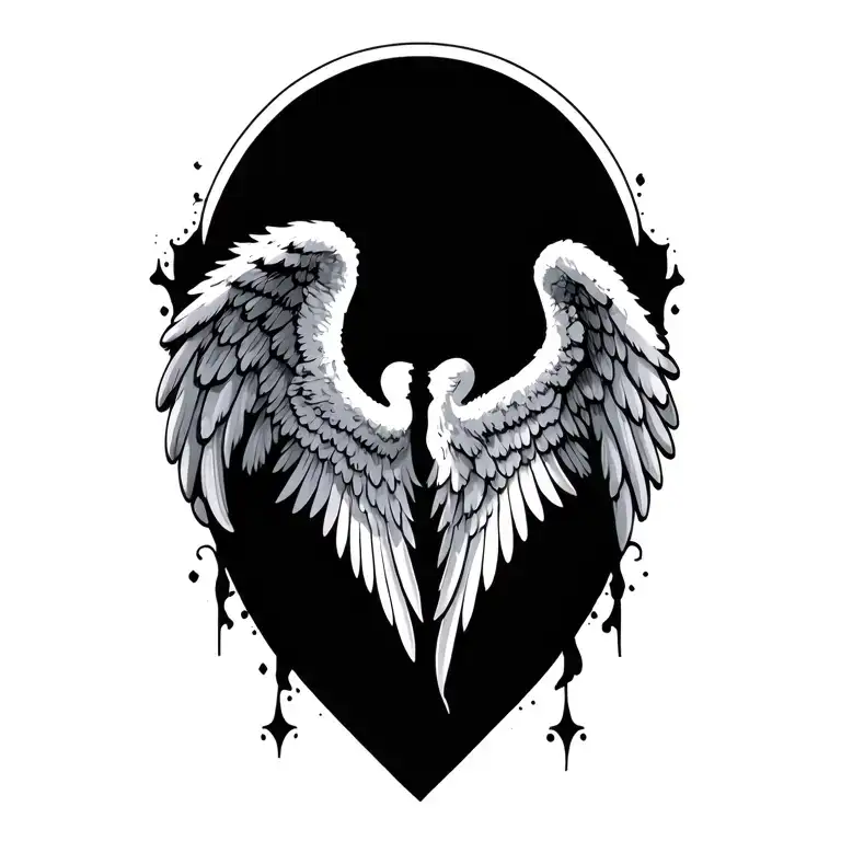 Angel wings intertwined tattoo design idea