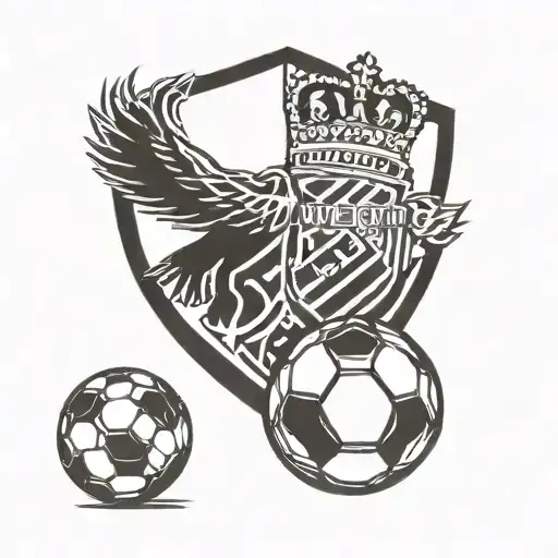 Combine the West Ham United crest with a soccer ball in a dynamic and unique way tattoo design idea