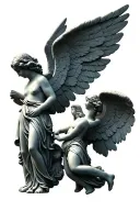 two realistic angel statues realism tattoo design idea