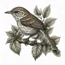 wren bird perched tattoo design idea