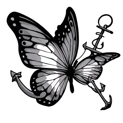 plane butterfly and anchor tattoo tattoo design idea