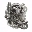 cowboy boots condenser mic and cowboy hat tattoo design idea
