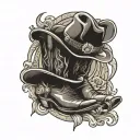 cowboy boots condenser mic and cowboy hat tattoo design idea