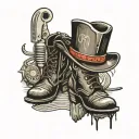 cowboy boots condenser mic and cowboy hat tattoo design idea