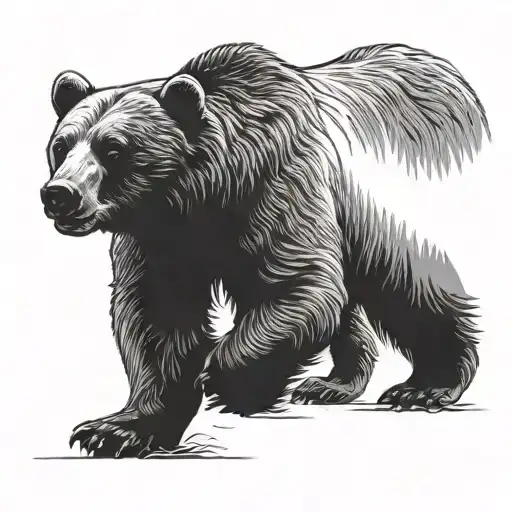 Bear silhouette walking black, no detail tattoo design idea