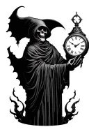 grim reaper holding clock tattoo design idea
