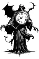 grim reaper holding clock tattoo design idea