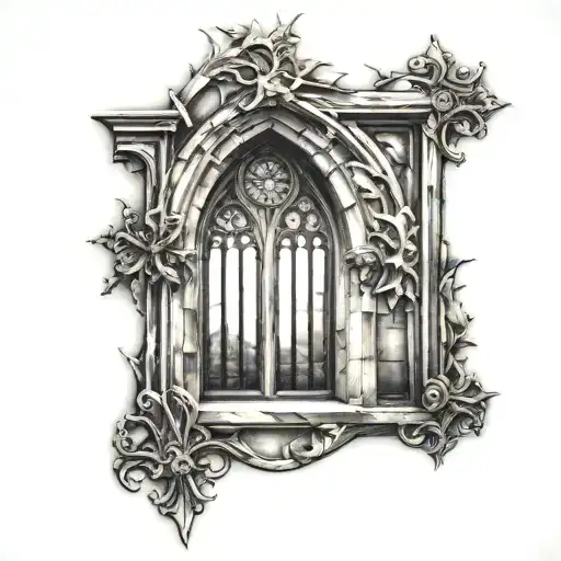 church windows tattoo design idea