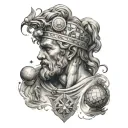 A Mix of Greek Philosophers, Chess, Stoicism, Astrophysics (Stars, Planets, Galaxies, Universe), Sports, Masculinity  tattoo design idea