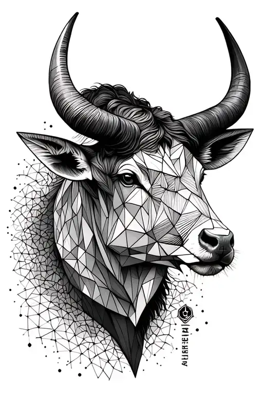 geometric taurus head tattoo design idea