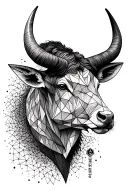 geometric taurus head tattoo design idea