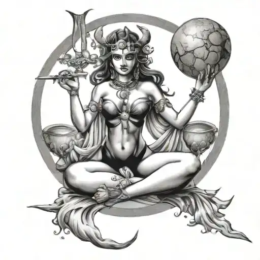 libra demon goddess sexy moon tattoo design idea