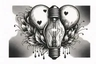 light bulb and hearts surrounded my rain tattoo design idea