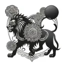 sun, lion, mandala design incorporating elements tattoo design idea