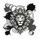 sun, lion, mandala design incorporating elements tattoo design idea