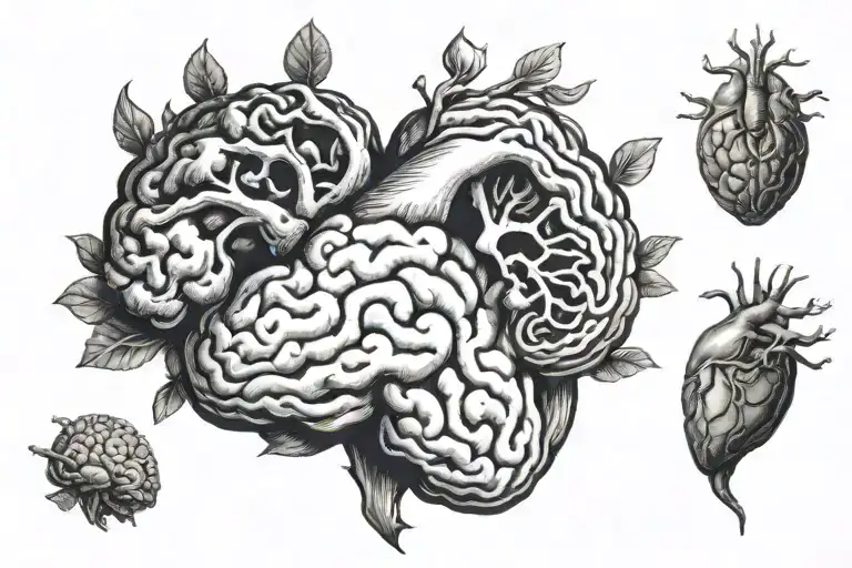 brain vs heart tattoo design idea