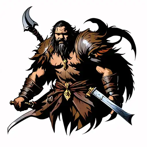 viking warrior battling inner demons tattoo design idea