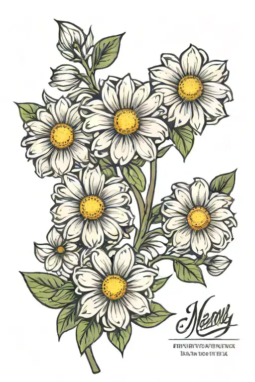 manly daisy flowers tattoo design idea