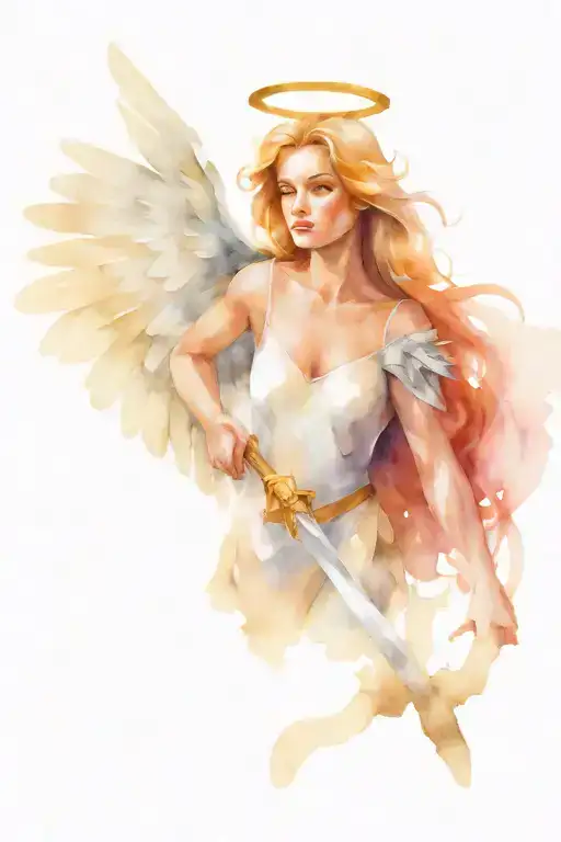 Angel warrior tattoo design idea