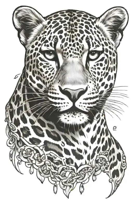 leopard print with small chanel logos tattoo design idea