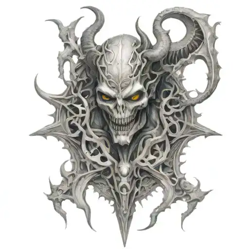 macabre art, biomechanical, paul booth, demon, bioorganic, anfas tattoo design idea