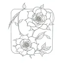 rose, honeysuckle, morning glory, aster flowers  tattoo design idea