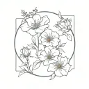 rose, honeysuckle, morning glory, aster flowers  tattoo design idea