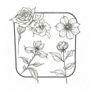 rose, honeysuckle, morning glory, aster flowers  tattoo design idea