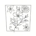 rose, honeysuckle, morning glory, aster flowers  tattoo design idea