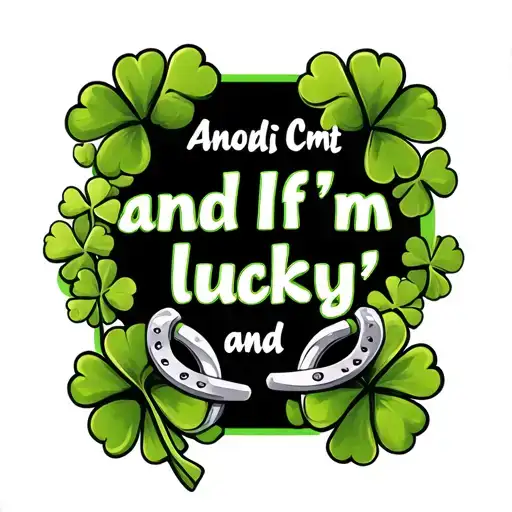 "and If I'm lucky" a 4 leaf clovers and a silver horseshoes tattoo design idea