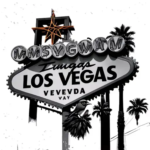 los Vegas sign with a robin sitting on it tattoo design idea