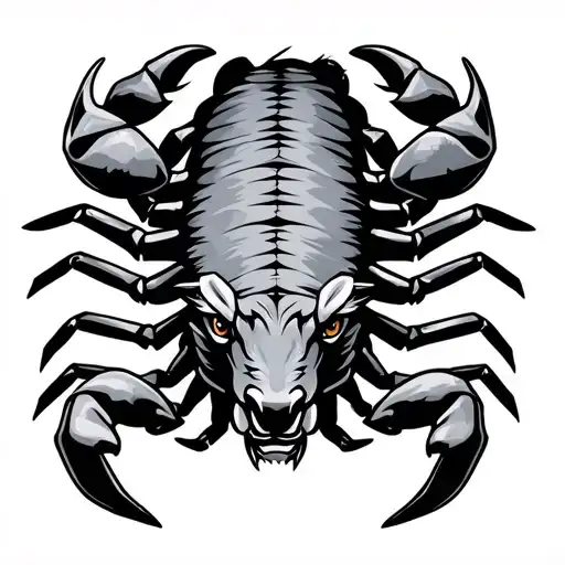 lion bull scorpion crawling tattoo design idea