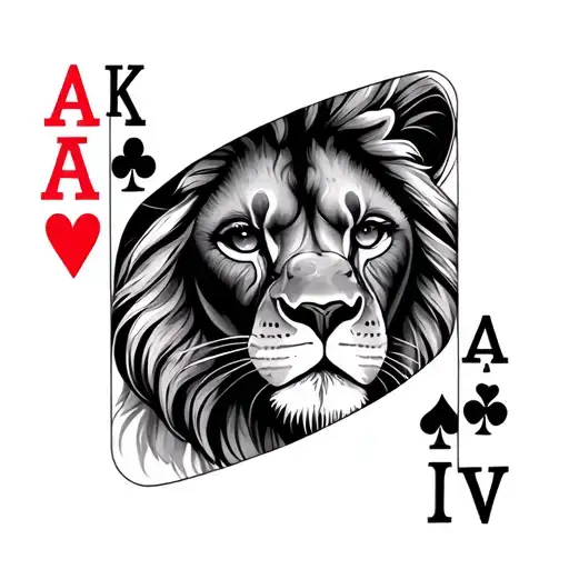 poker, lion, woman eye tattoo design idea