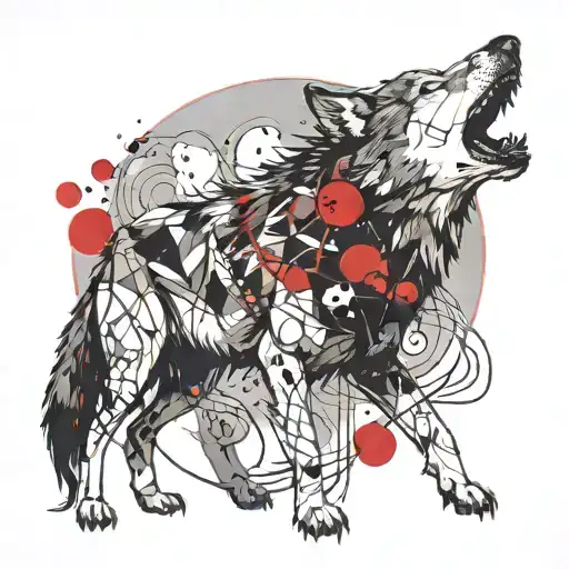wolf howling at the moon tattoo design idea