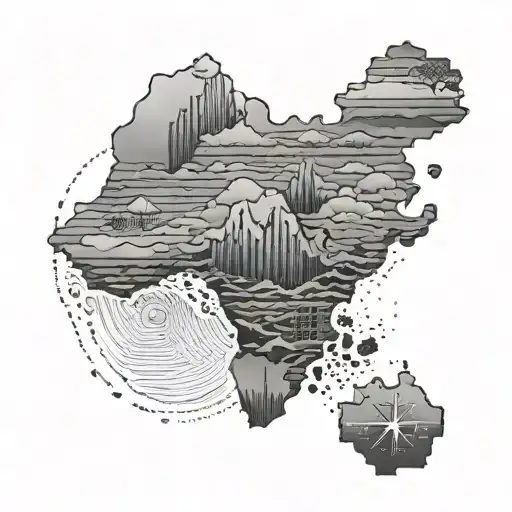 African continent with table mountain inside representing tattoo design idea
