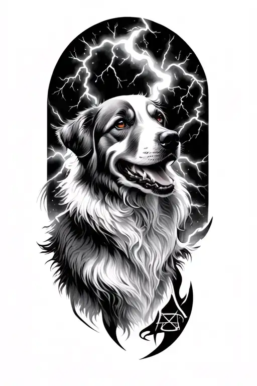 Libra, Balance, thunder storm, dogs tattoo design idea