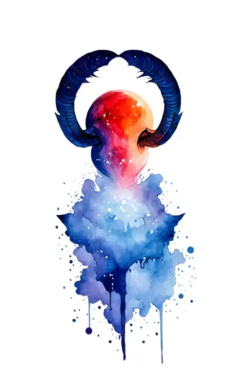 A tattoo of colors which refers to the Aries astrological sign, the Red Planet Mars and the God of War A tattoo design idea