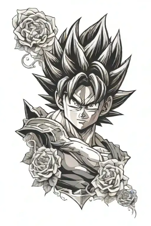 black goku rosé tattoo design idea