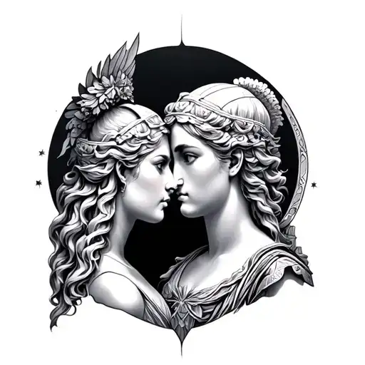 Artemis And Apollo tattoo design idea